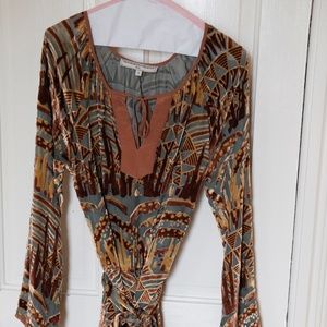 Belted 70s Silk and Velvet tunic dress